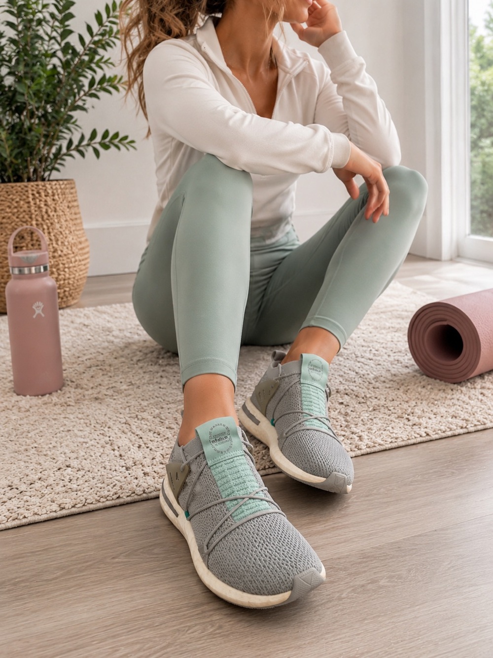 Adidas Arkyn Boost Gray Mint Knit Sneakers Women Size 10.5